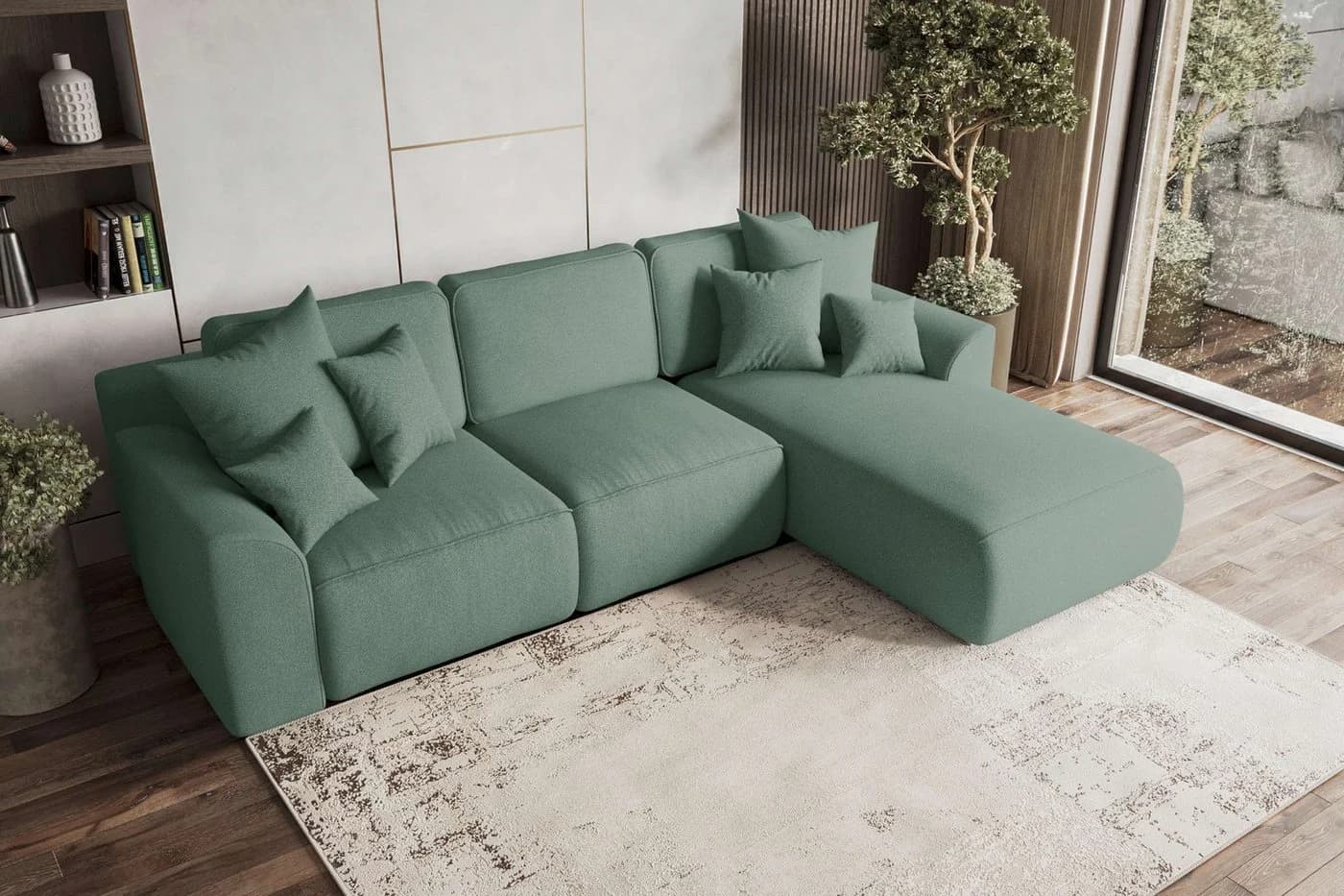 99rooms Ecksofa Gusto L-Form mit Schlaffunktion Salbeigrün - Bild 3