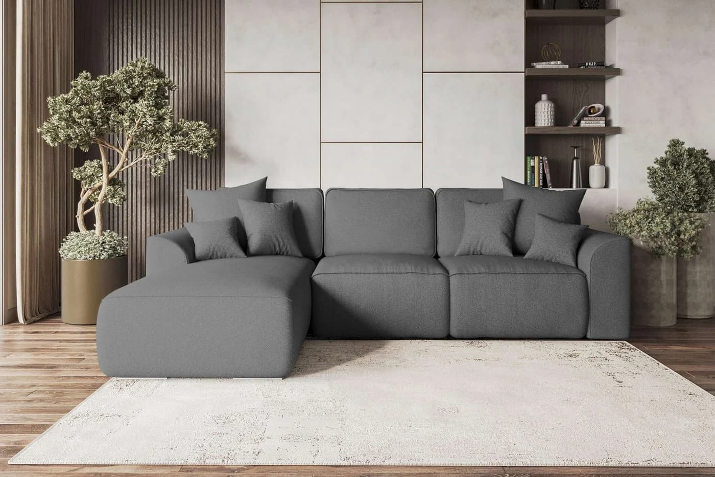 99rooms Ecksofa Gusto L-Form mit Schlaffunktion Anthrazit - Bild 2