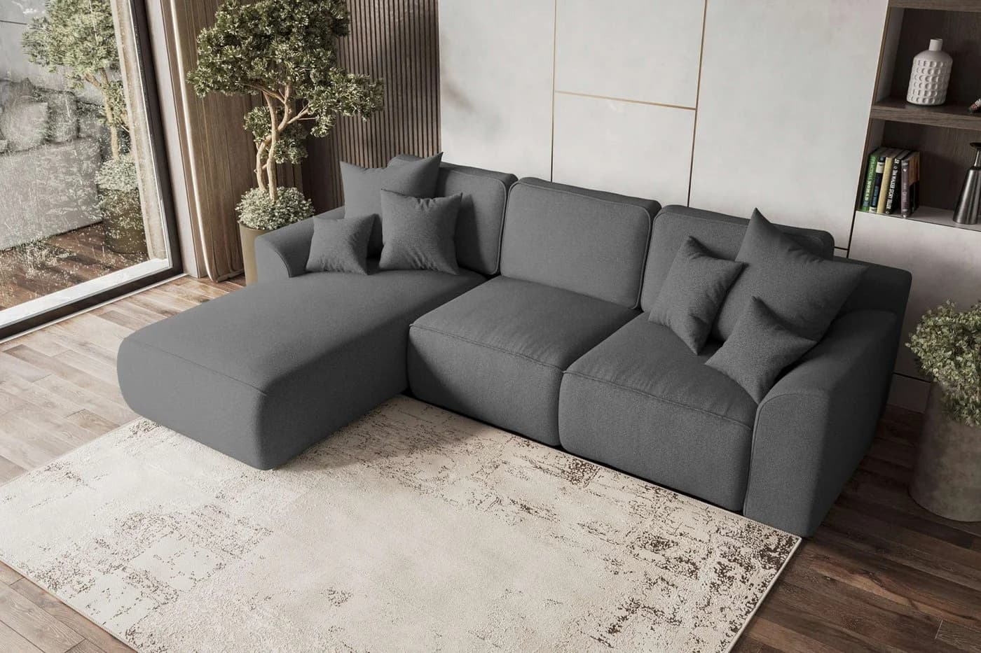 99rooms Ecksofa Gusto L-Form mit Schlaffunktion Anthrazit - Bild 3