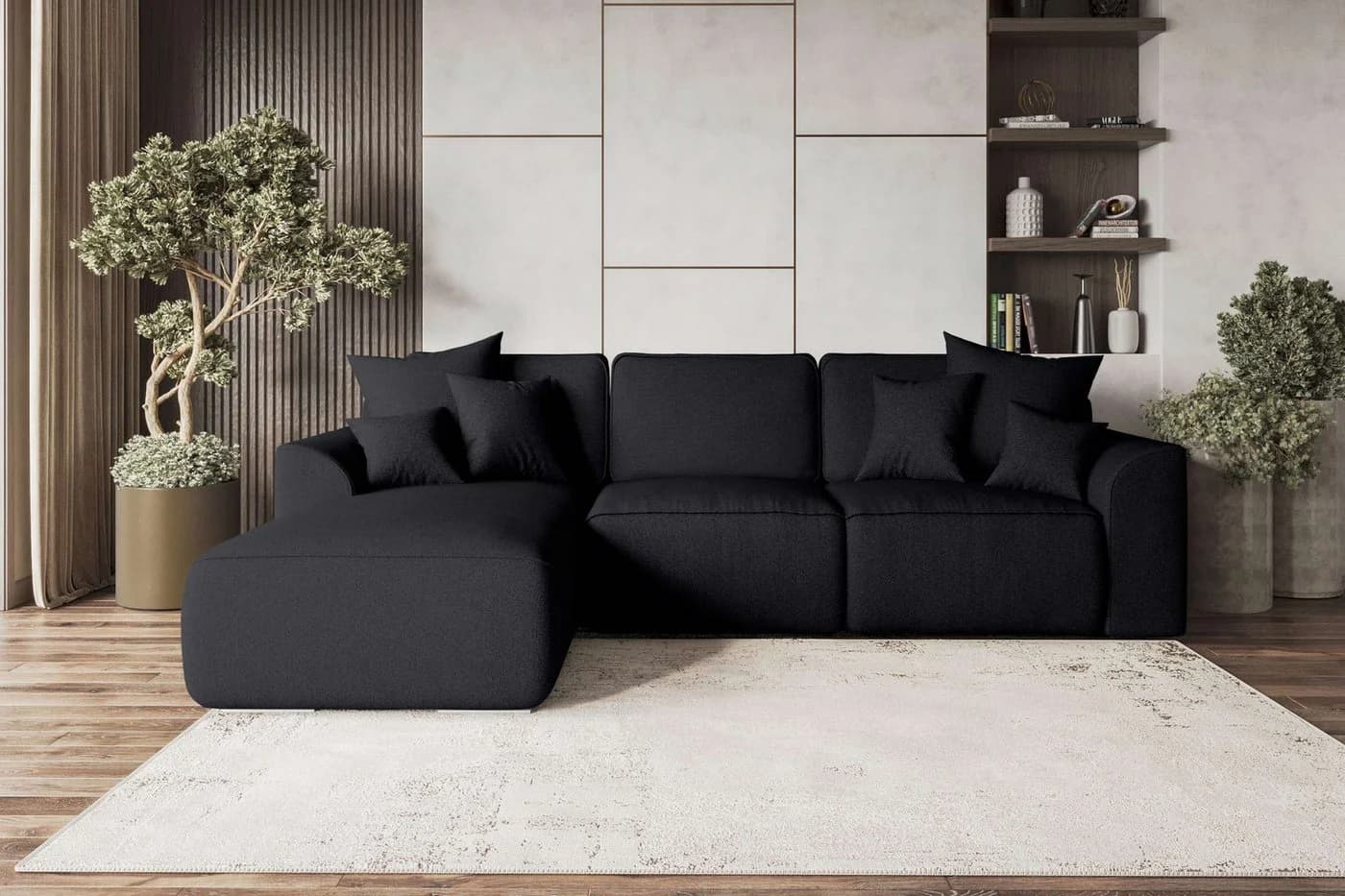 99rooms Ecksofa Gusto L-Form Schwarz mit Schlaffunktion - Bild 2