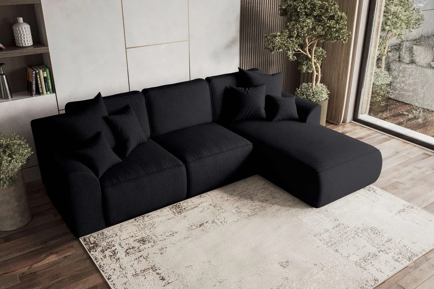 99rooms Ecksofa Gusto L-Form Schwarz mit Schlaffunktion - Bild 3