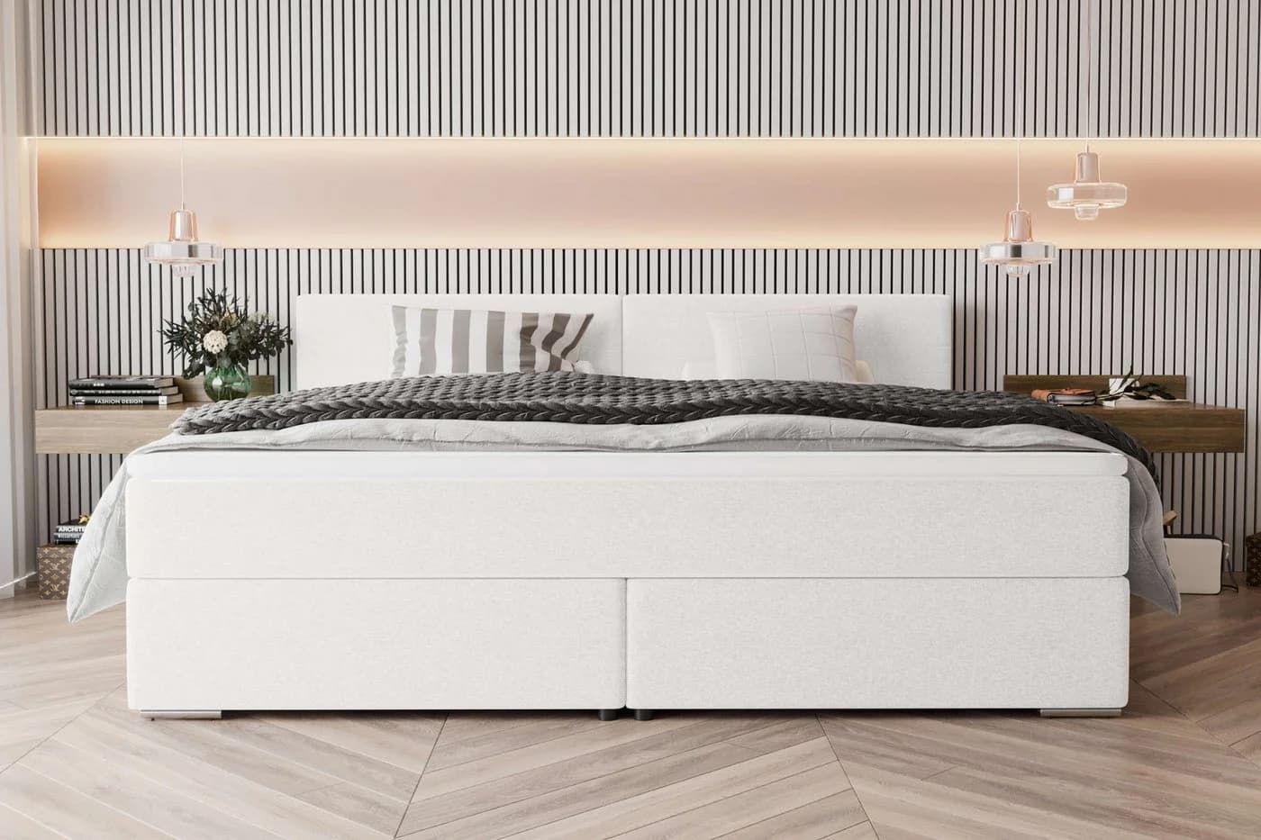 99rooms Boxspringbett Phönix Familienbett Weiß Polyester
