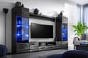 99rooms Wohnwand Delme Set 4-tlg. Schwarz Matt Graphit Hochglanz mit LED Bild 2