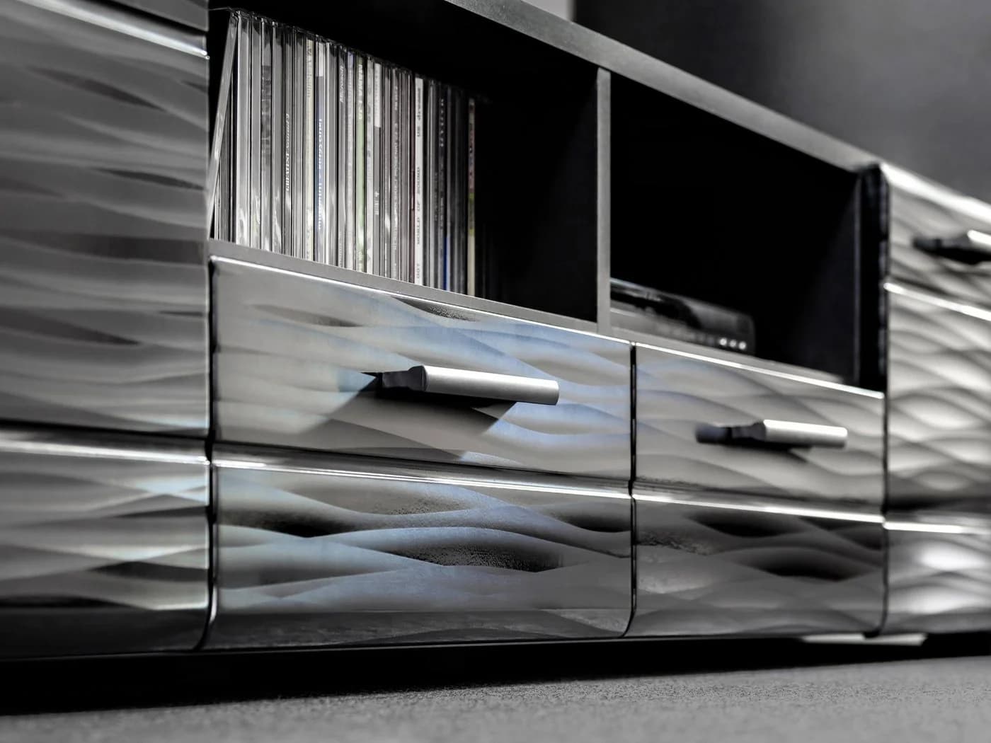 99rooms Wohnwand Delme Set 4-tlg. Schwarz Matt Graphit Hochglanz mit LED - Bild 5