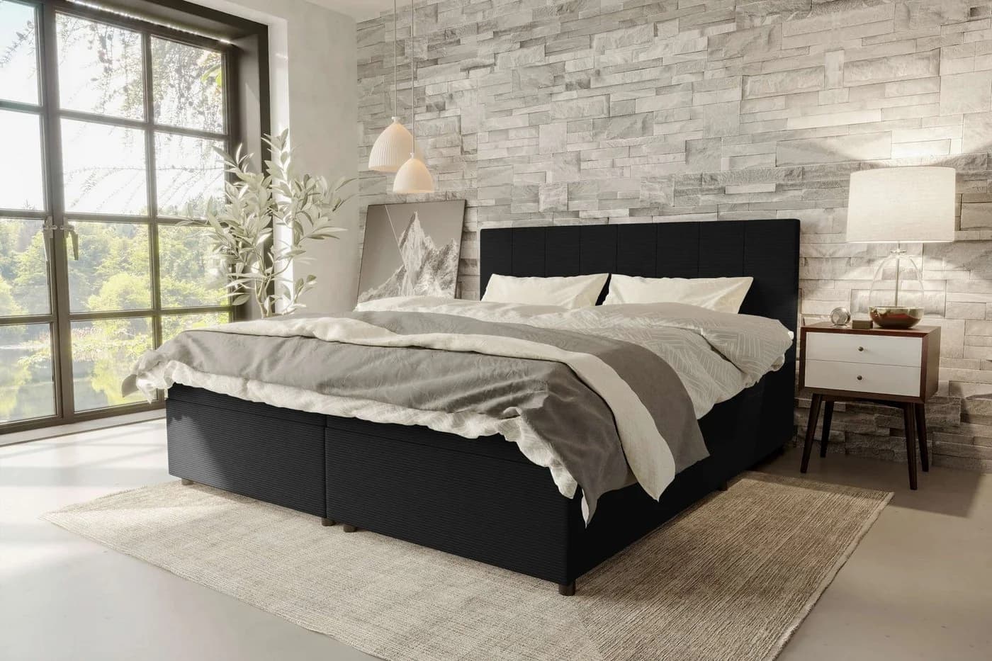 99rooms Boxspringbett Kira Schwarz mit Topper und Stauraum - Bild 2