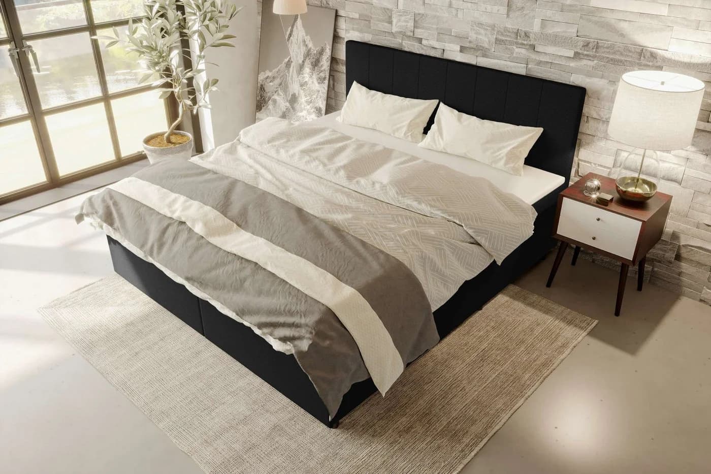 99rooms Boxspringbett Kira Schwarz mit Topper und Stauraum - Bild 3
