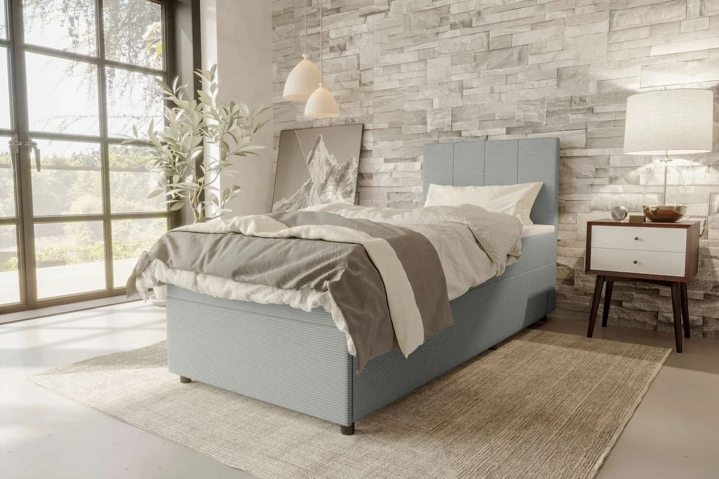 99rooms Boxspringbett Kira Mini Hellgrau mit Topper - Bild 2