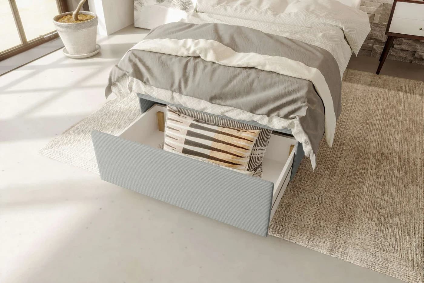 99rooms Boxspringbett Kira Mini Hellgrau mit Topper - Bild 5