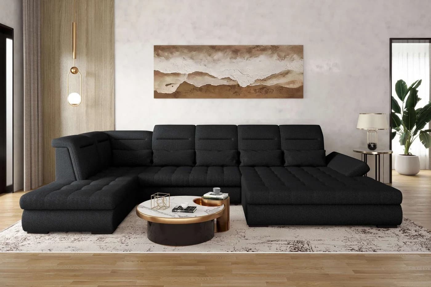 99rooms Wohnlandschaft Toscana U-Form Sofa Strukturstoff NEVE