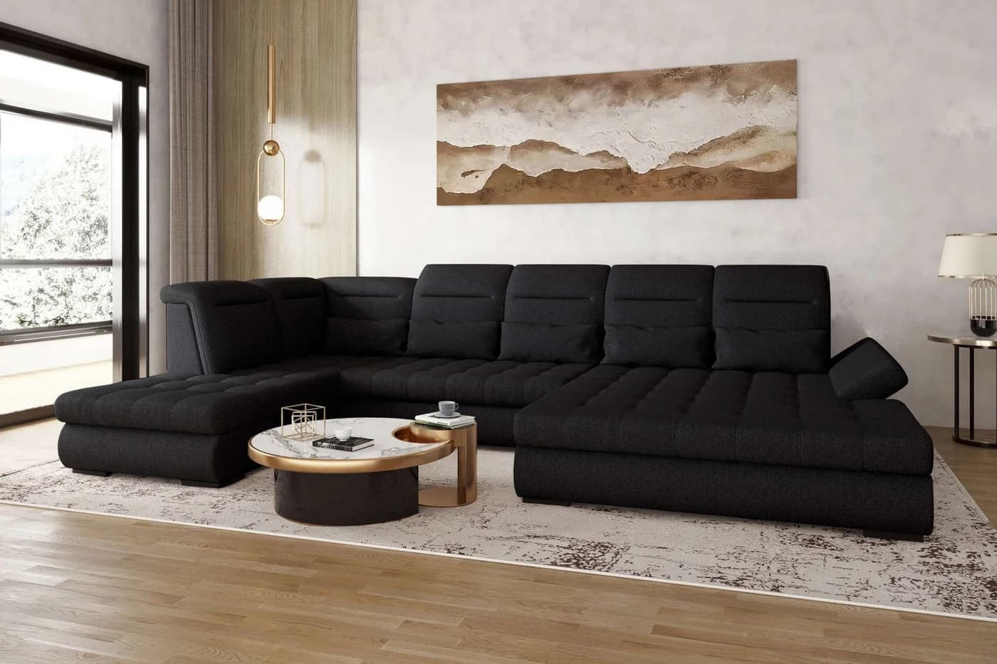 99rooms Wohnlandschaft Toscana U-Form Sofa Strukturstoff NEVE - Bild 2