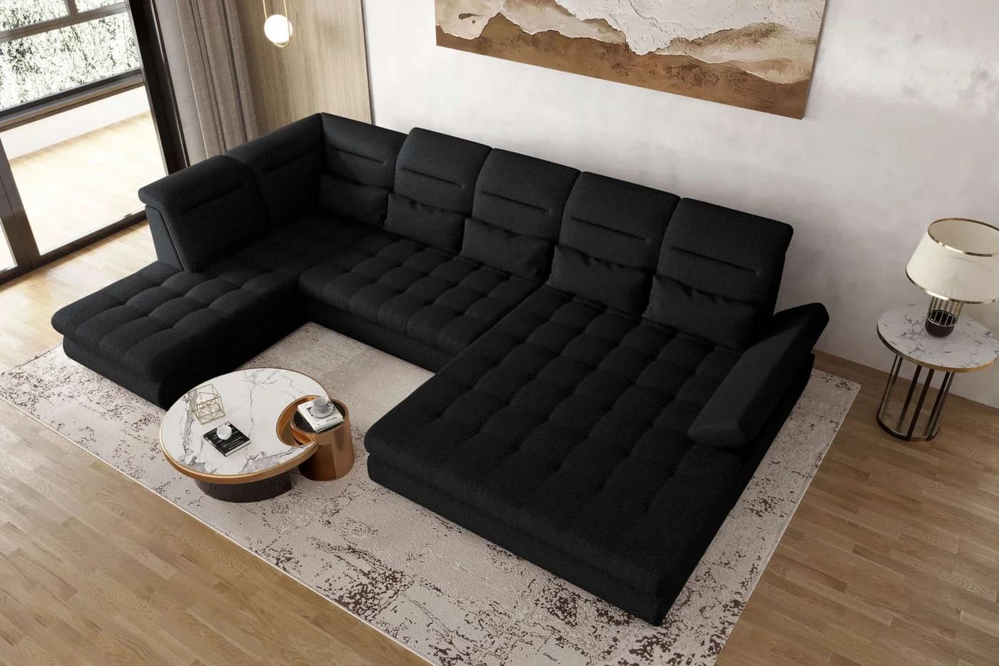 99rooms Wohnlandschaft Toscana U-Form Sofa Strukturstoff NEVE - Bild 3