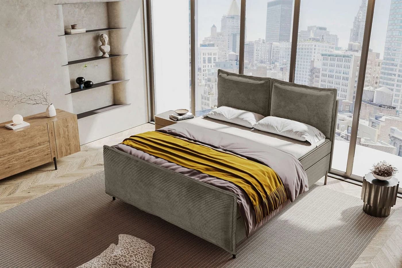 99rooms Boxspringbett Vero 200x200 cm Cord POSO Bettkasten - Bild 3