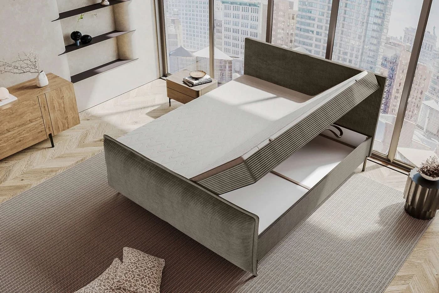 99rooms Boxspringbett Vero 200x200 cm Cord POSO Bettkasten - Bild 4