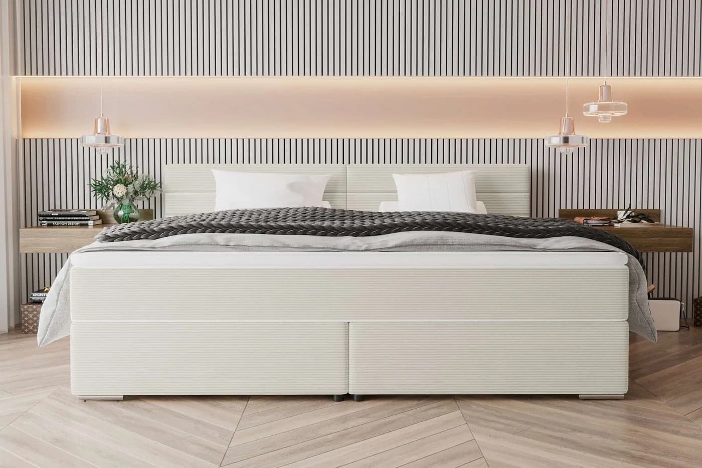 99rooms Boxspringbett Phönix Familienbett mit Taschenfederkernmatratze und Topper