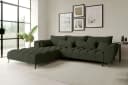 99rooms Ecksofa Ferrano L-Form Chenille Olive mit elektr. Sitztiefenverstellung Bild 1