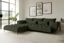 99rooms Ecksofa Ferrano L-Form Chenille Olive mit elektr. Sitztiefenverstellung Bild 4