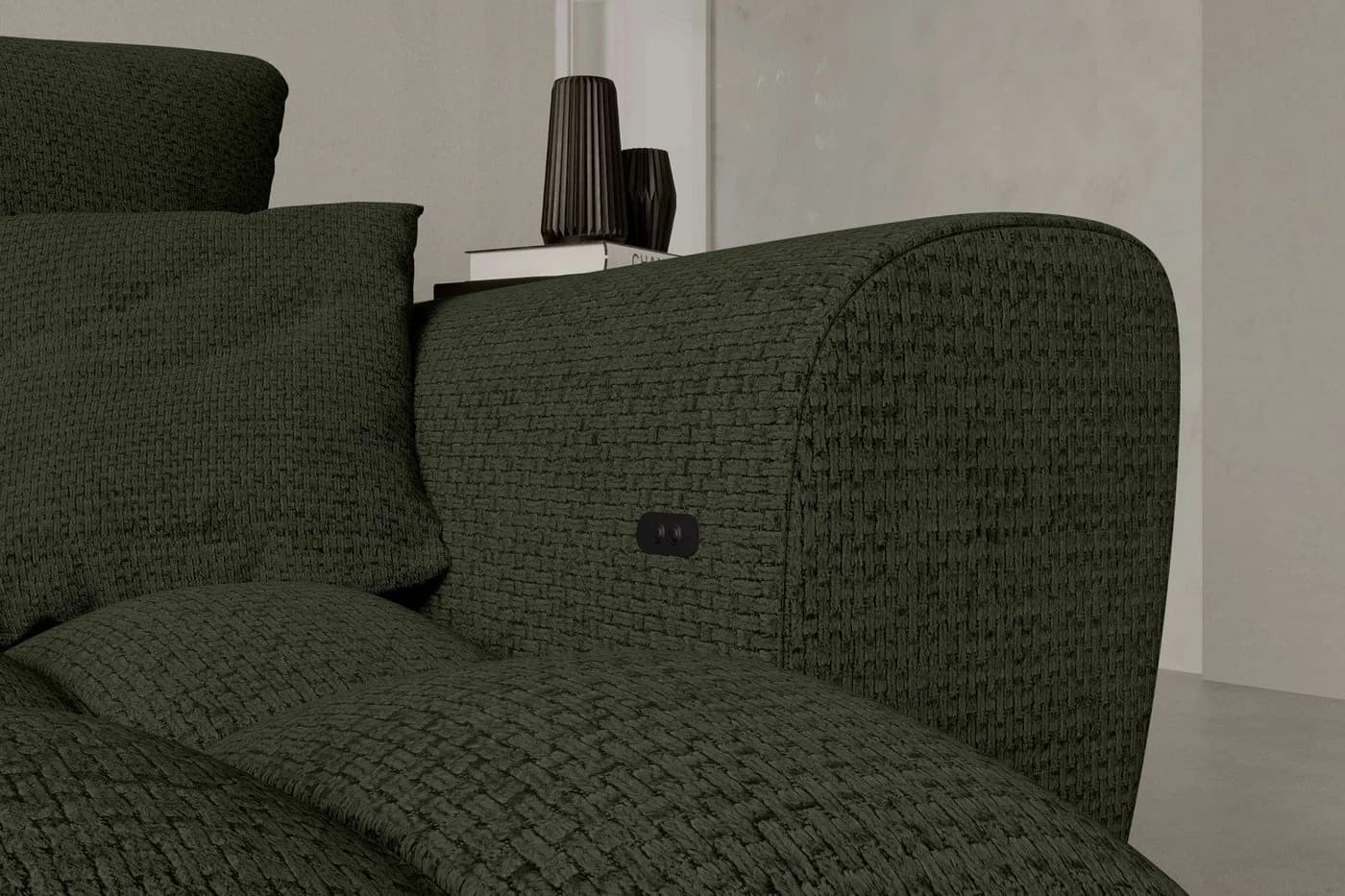 99rooms Ecksofa Ferrano L-Form Chenille Olive mit elektr. Sitztiefenverstellung - Bild 5