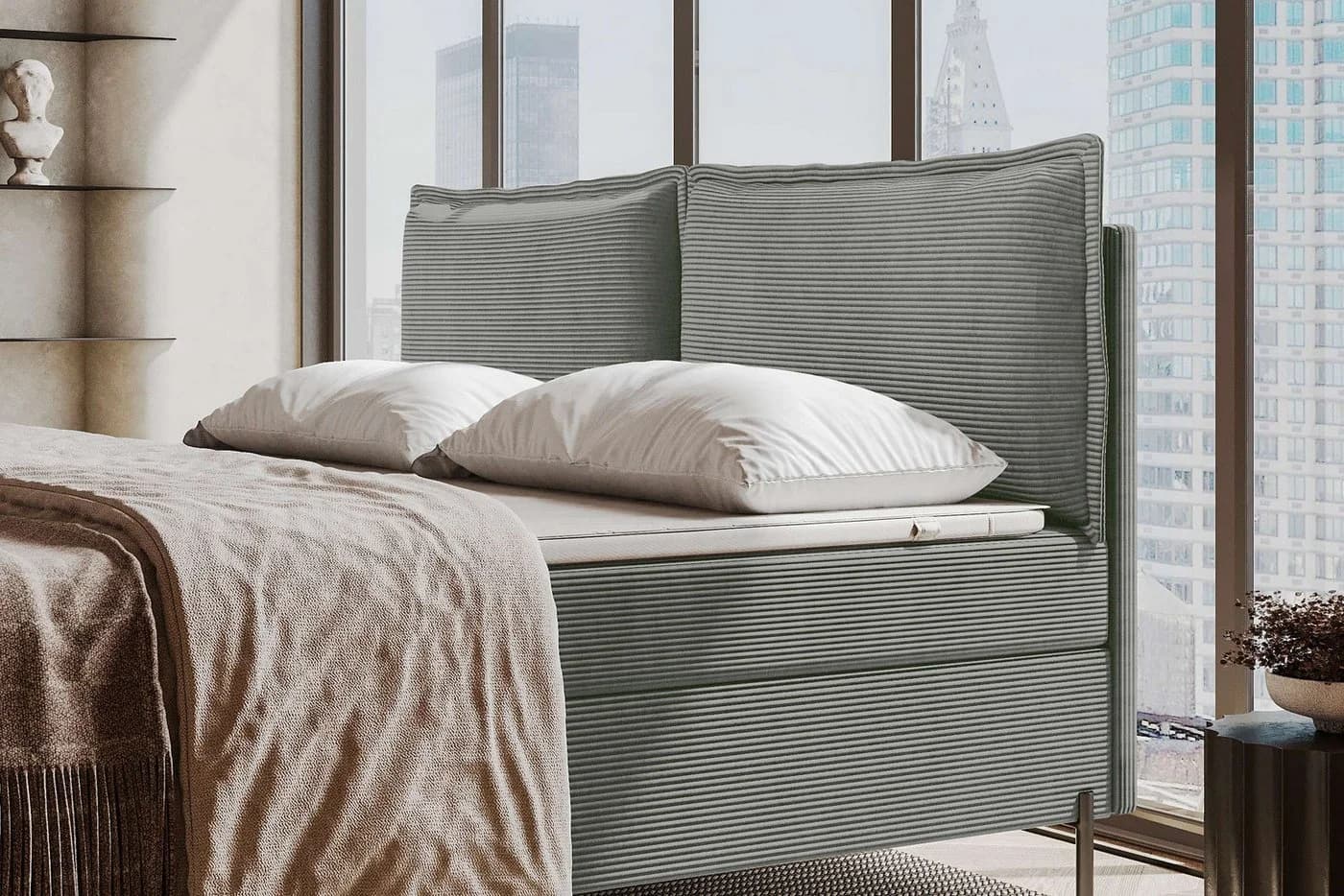 99rooms Boxspringbett Vero Plus Familienbett Cord Hellgrau mit Bettkasten - Bild 4