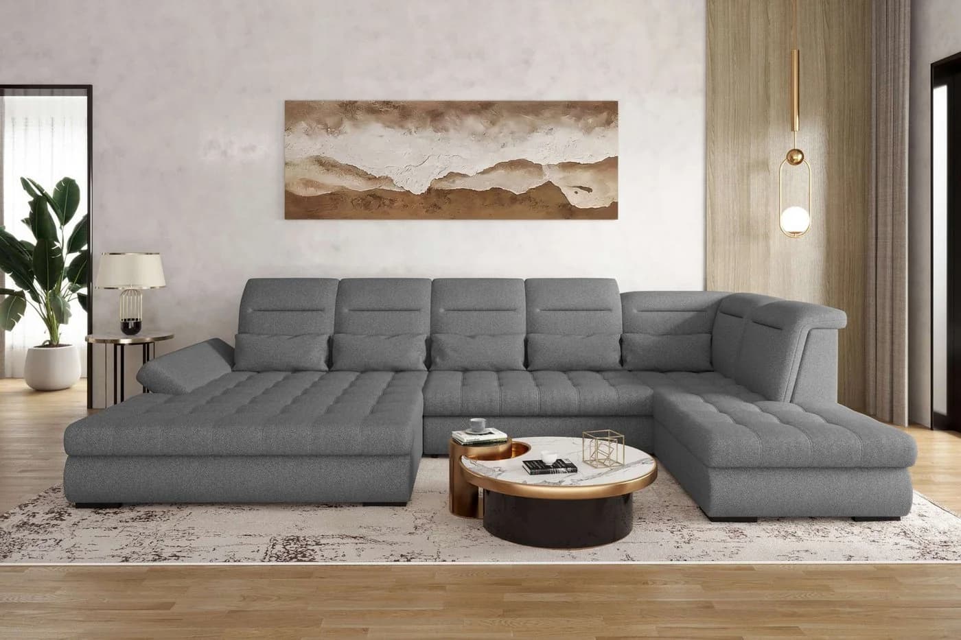 99rooms Wohnlandschaft Toscana U-Form Sofa Anthrazit