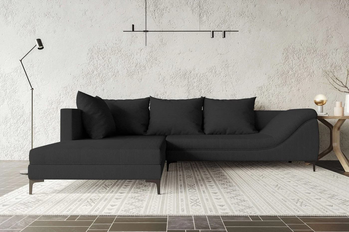 99rooms Ecksofa Loni L-Form Schwarz mit Metallfüßen - Bild 2