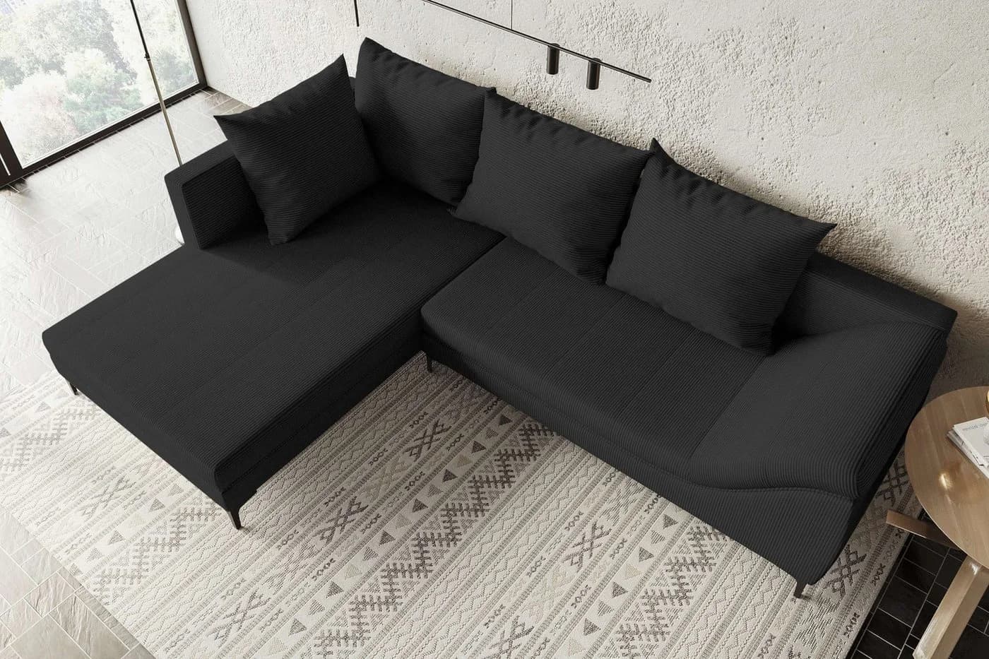 99rooms Ecksofa Loni L-Form Schwarz mit Metallfüßen - Bild 3