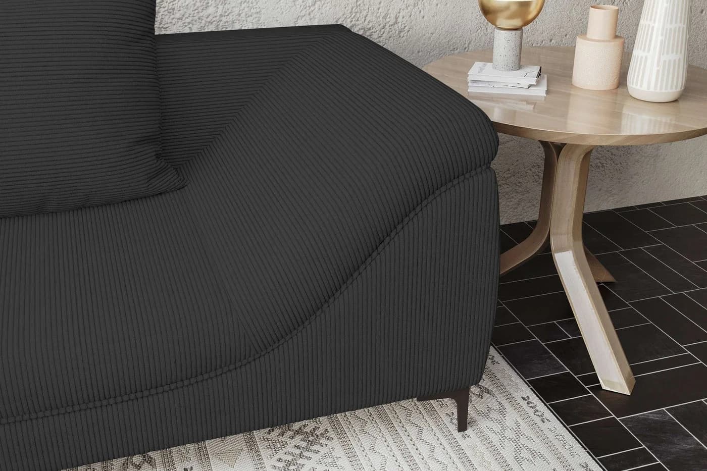 99rooms Ecksofa Loni L-Form Schwarz mit Metallfüßen - Bild 4