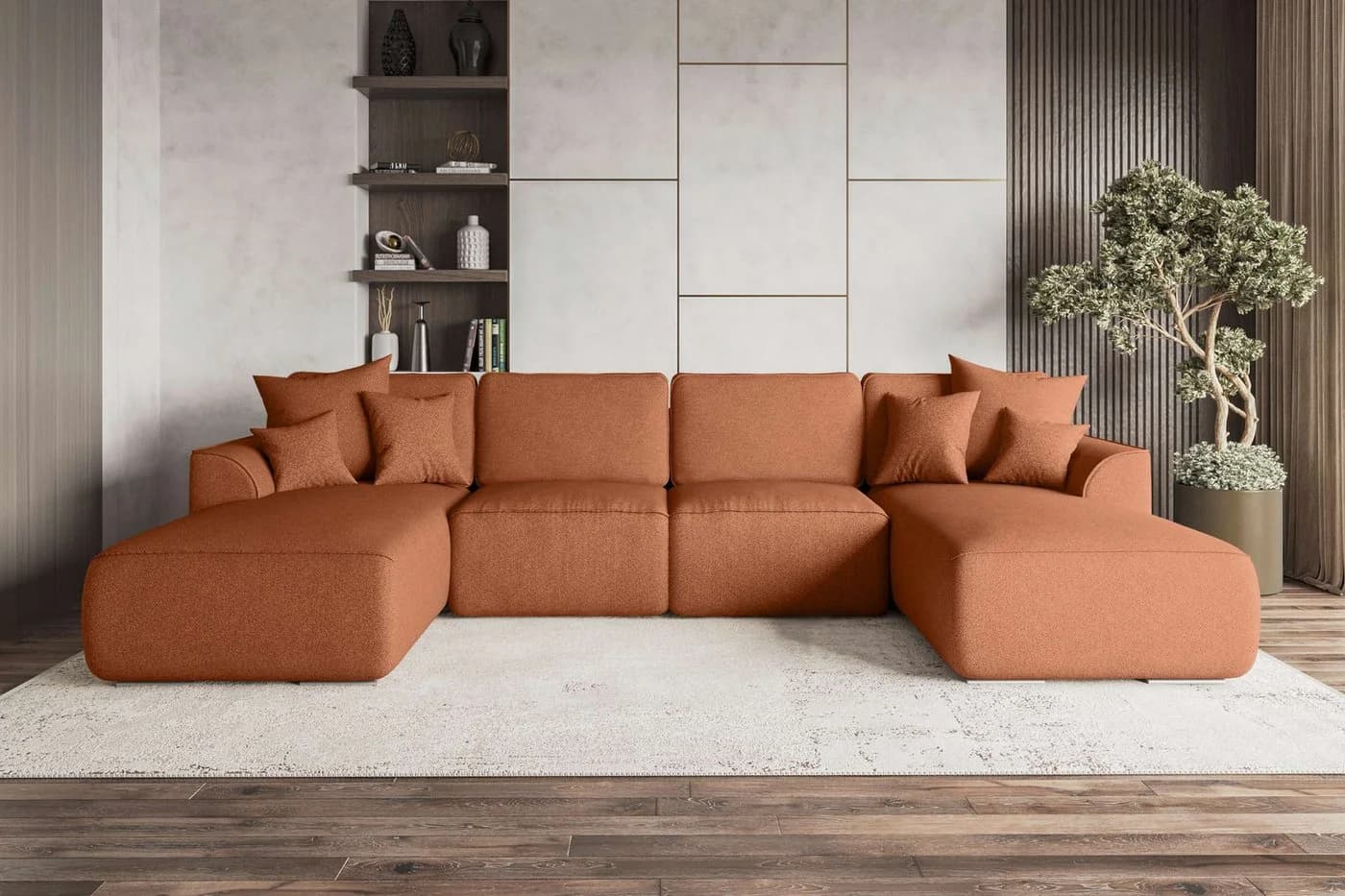 99rooms Wohnlandschaft Gusto U-Form mit Schlaffunktion und abnehmbaren Kissen