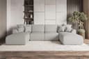 99rooms Wohnlandschaft Gusto U-Form Sofa mit Schlaffunktion Hellgrau Bild 1