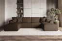 99rooms Wohnlandschaft Gusto U-Form Sofa Braun mit Schlaffunktion Bild 1