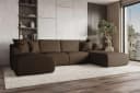 99rooms Wohnlandschaft Gusto U-Form Sofa Braun mit Schlaffunktion Bild 2