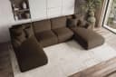 99rooms Wohnlandschaft Gusto U-Form Sofa Braun mit Schlaffunktion Bild 3