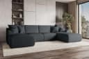 99rooms Wohnlandschaft Gusto U-Form Sofa mit Schlaffunktion Cord Graphit Bild 2