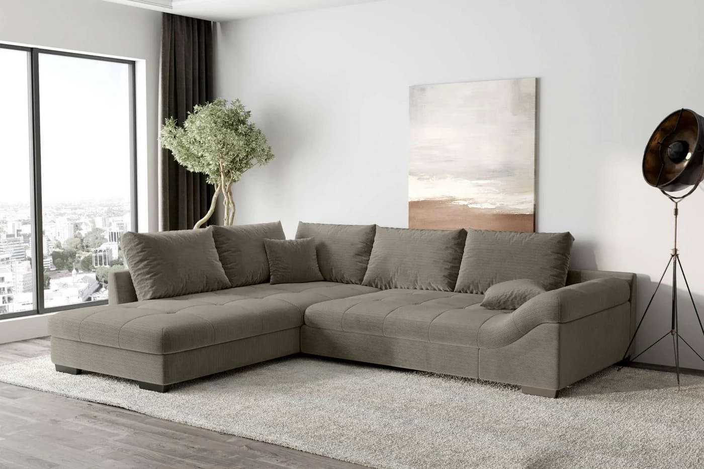 99rooms Ecksofa Terra L-Form Cordstoff Cappuccino - Bild 2
