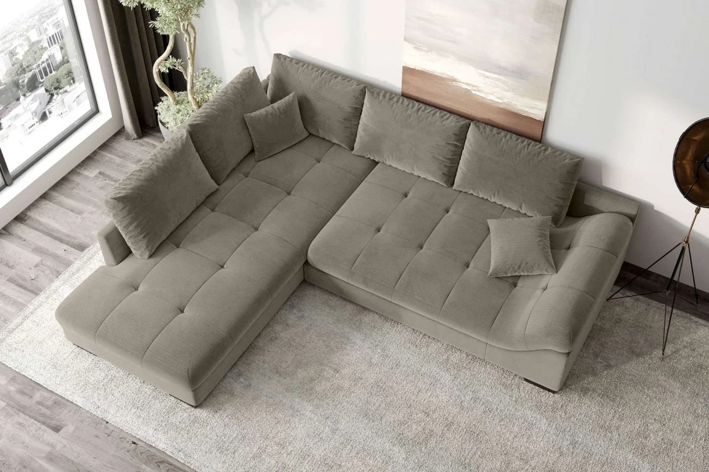 99rooms Ecksofa Terra L-Form Cordstoff Cappuccino - Bild 3