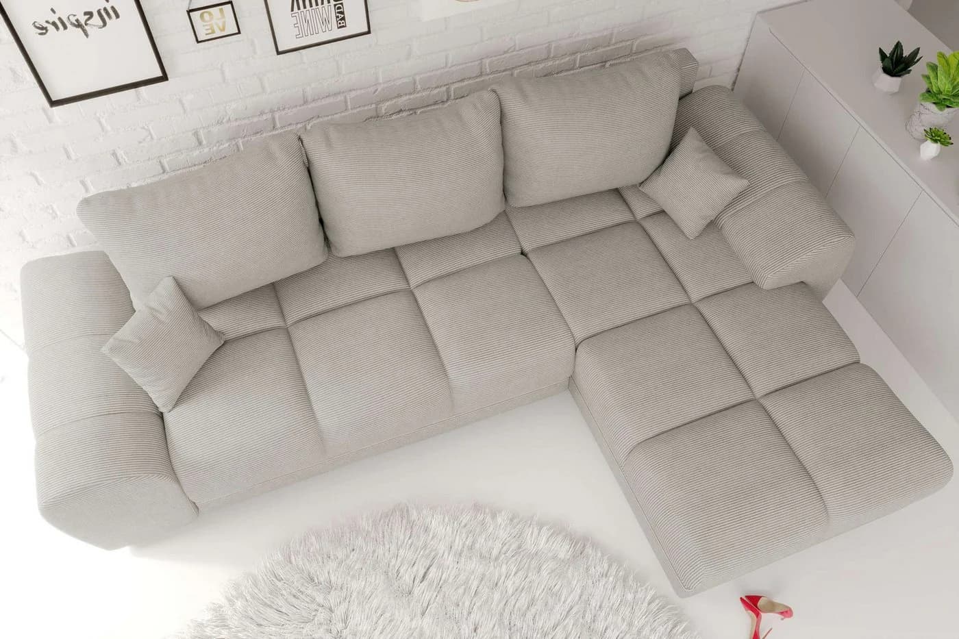 99rooms Ecksofa Antalya L-Form mit Schlaffunktion und Cordstoff POSO - Bild 4