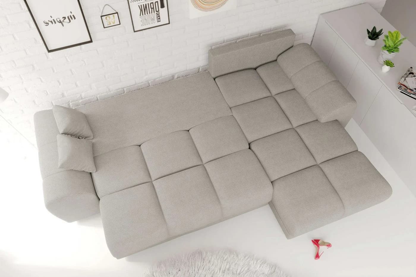 99rooms Ecksofa Antalya L-Form mit Schlaffunktion und Cordstoff POSO - Bild 5