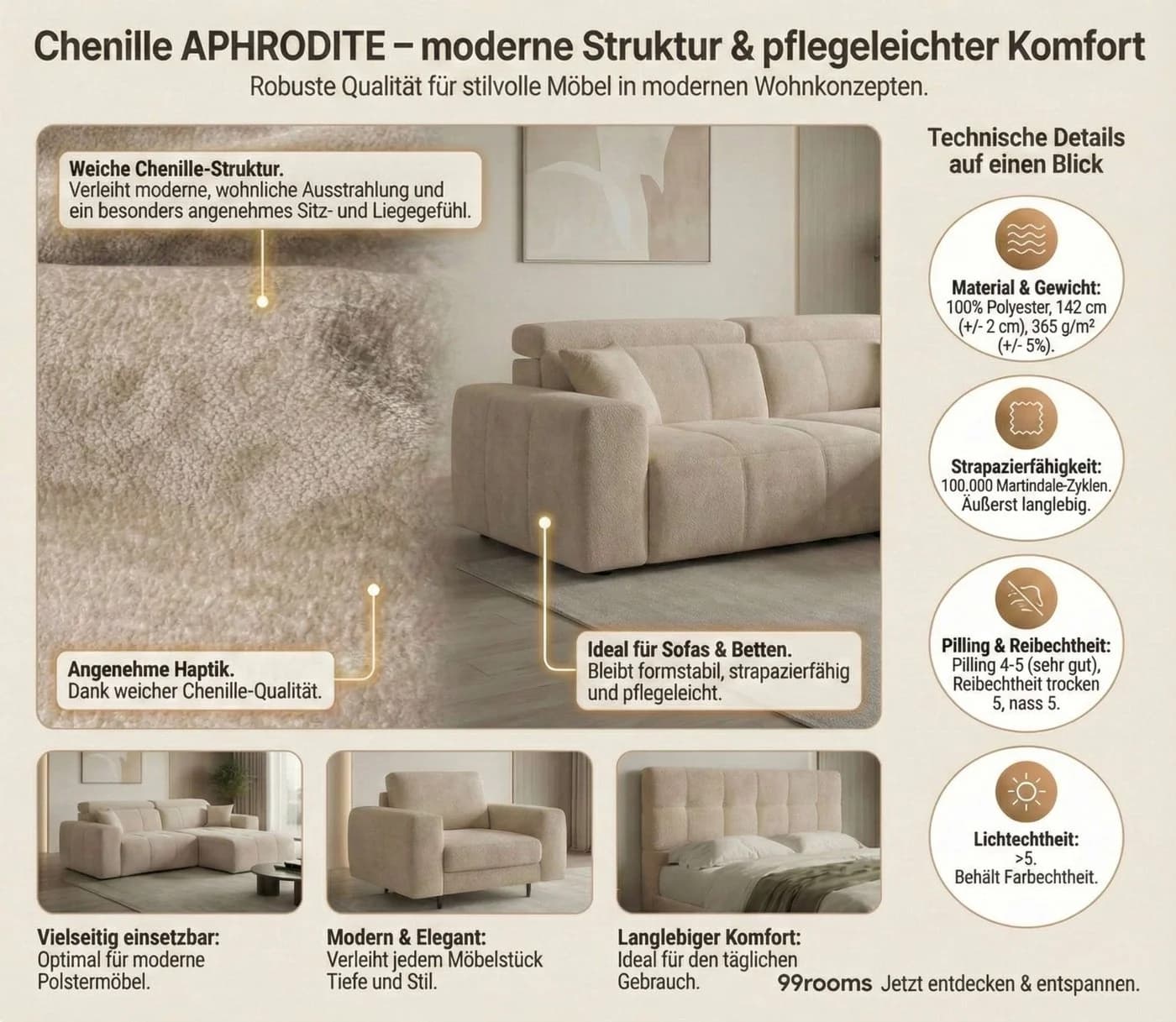 99rooms Polsterbett Cozy Grau mit Bettkasten - Bild 5
