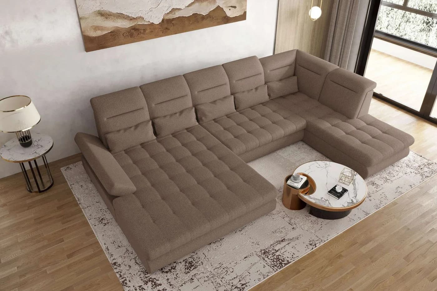 99rooms Wohnlandschaft Toscana U-Form Bettfunktion Velours VOGUE - Bild 3