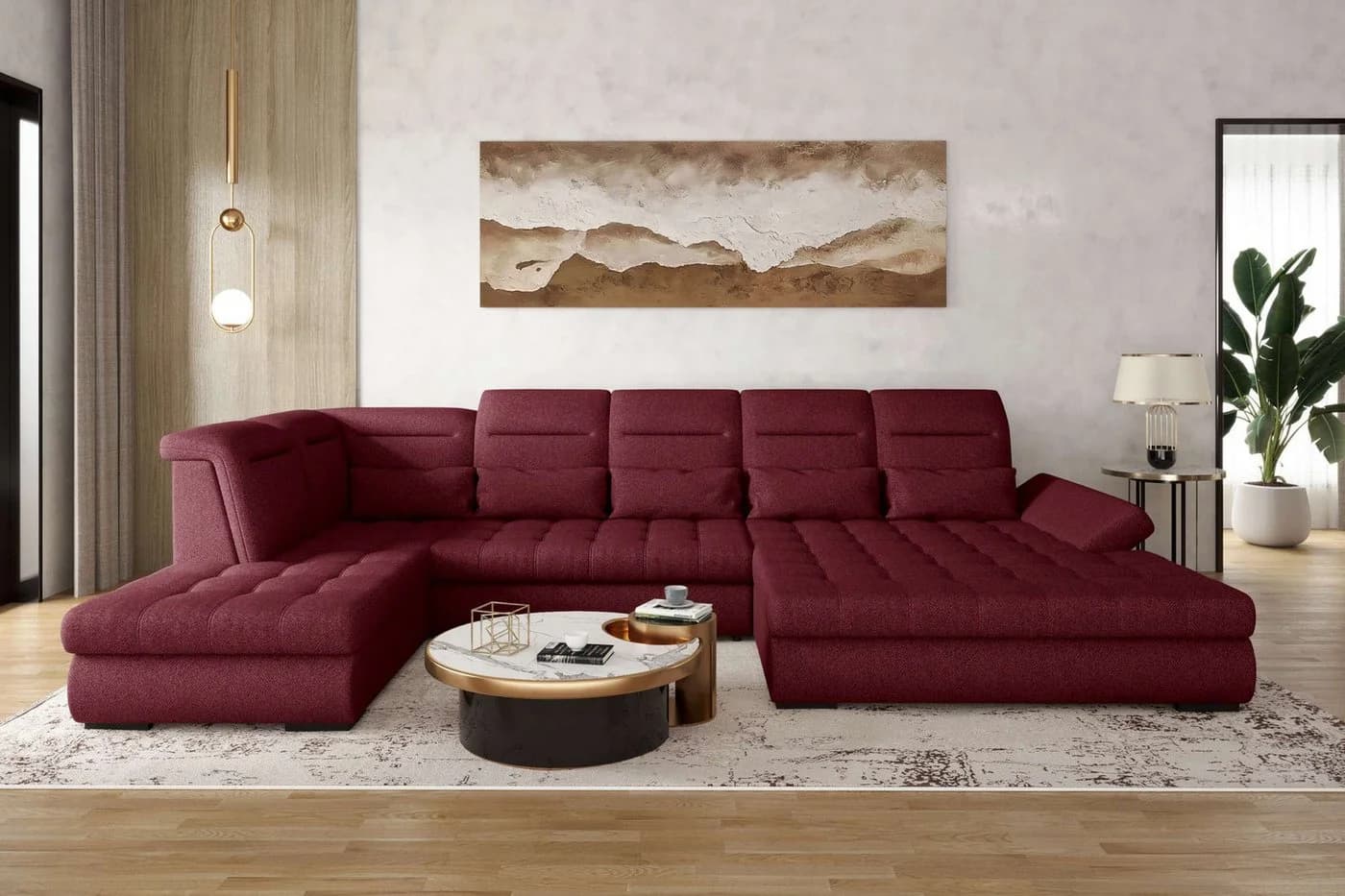 99rooms Wohnlandschaft Toscana U-Form Bettfunktion Velours - Bild 1