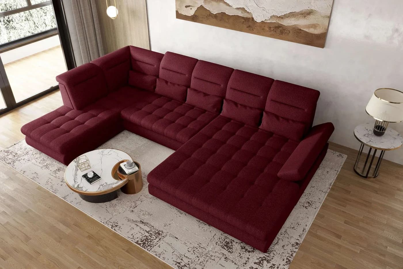 99rooms Wohnlandschaft Toscana U-Form Bettfunktion Velours - Bild 3