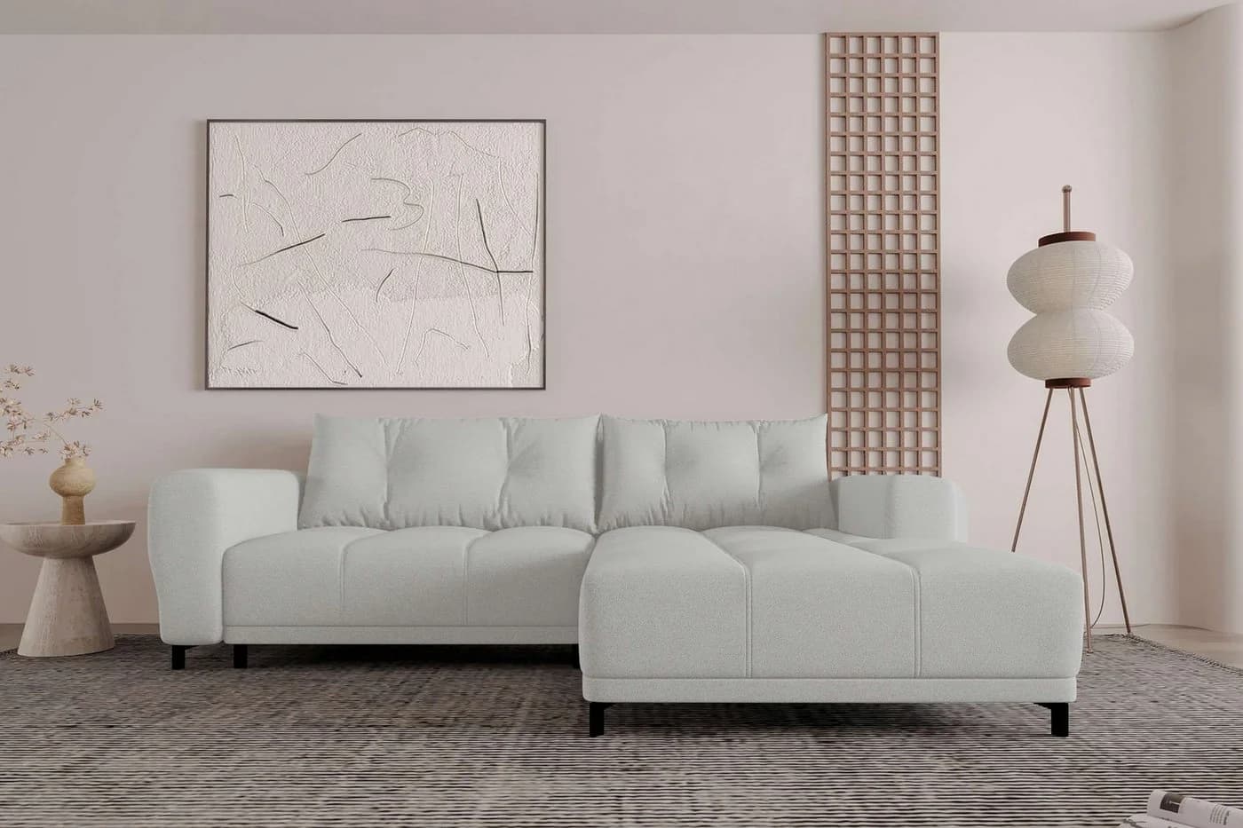 99rooms Ecksofa Massimo L-Form Eckcouch mit Schlaffunktion Strukturstoff NEVE