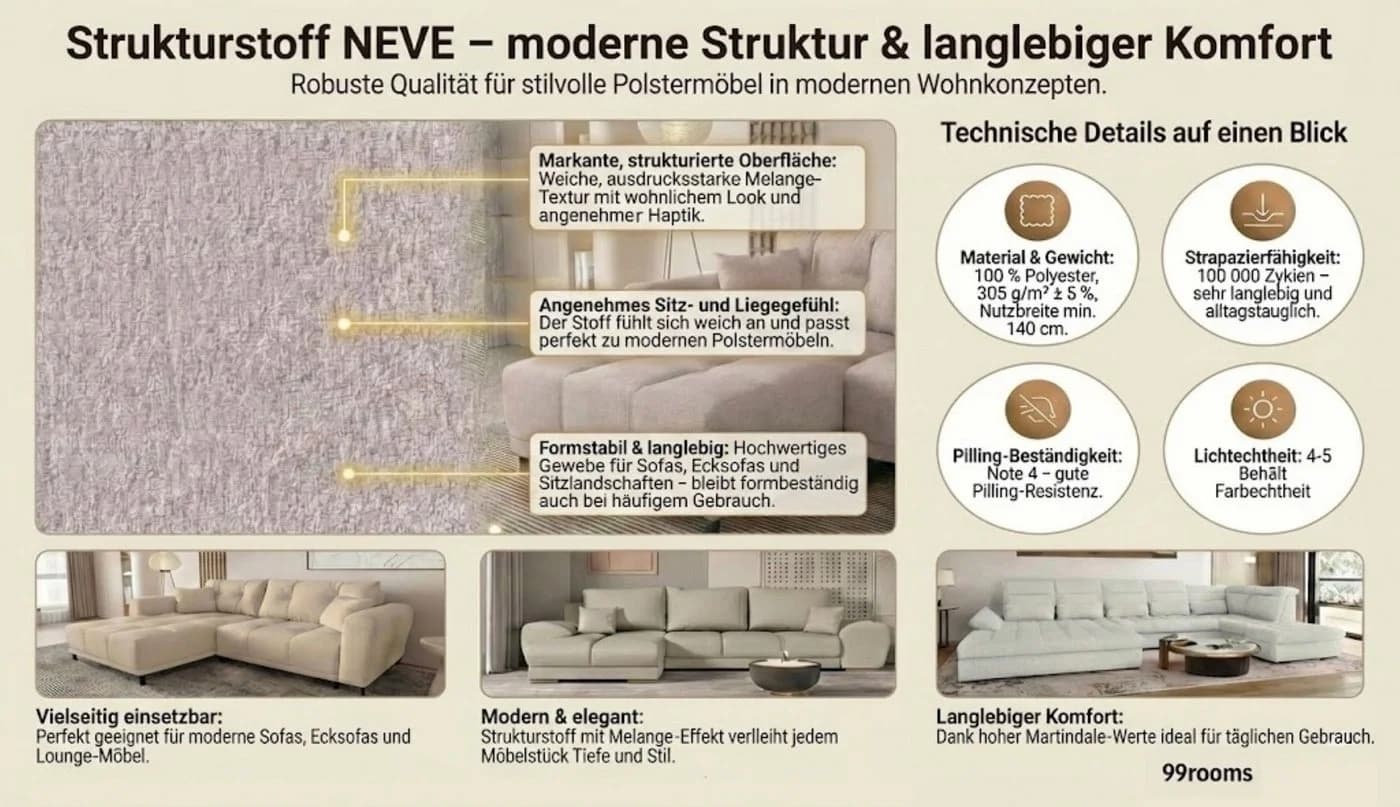 99rooms Ecksofa Massimo L-Form Eckcouch mit Schlaffunktion Strukturstoff NEVE - Bild 5