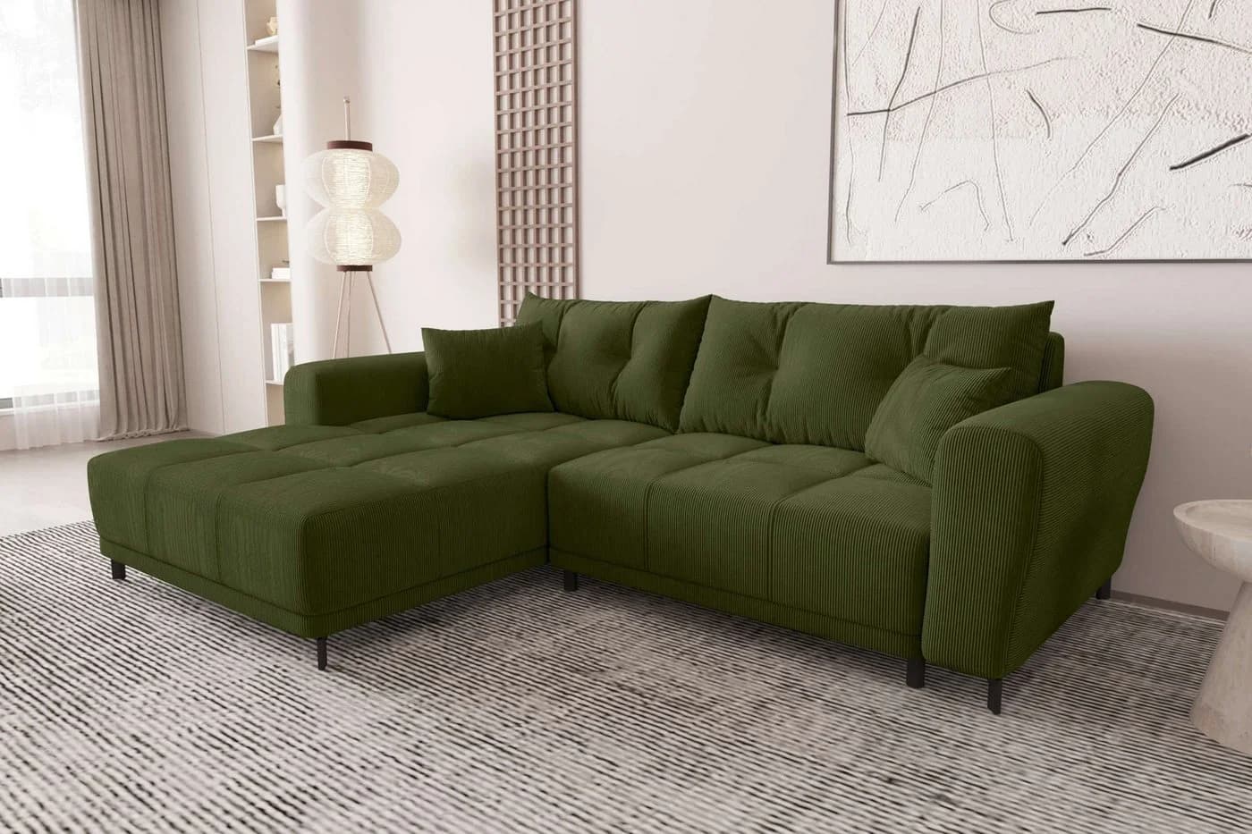 99rooms Ecksofa Massimo L-Form Sofa mit Schlaffunktion Cordstoff POSO