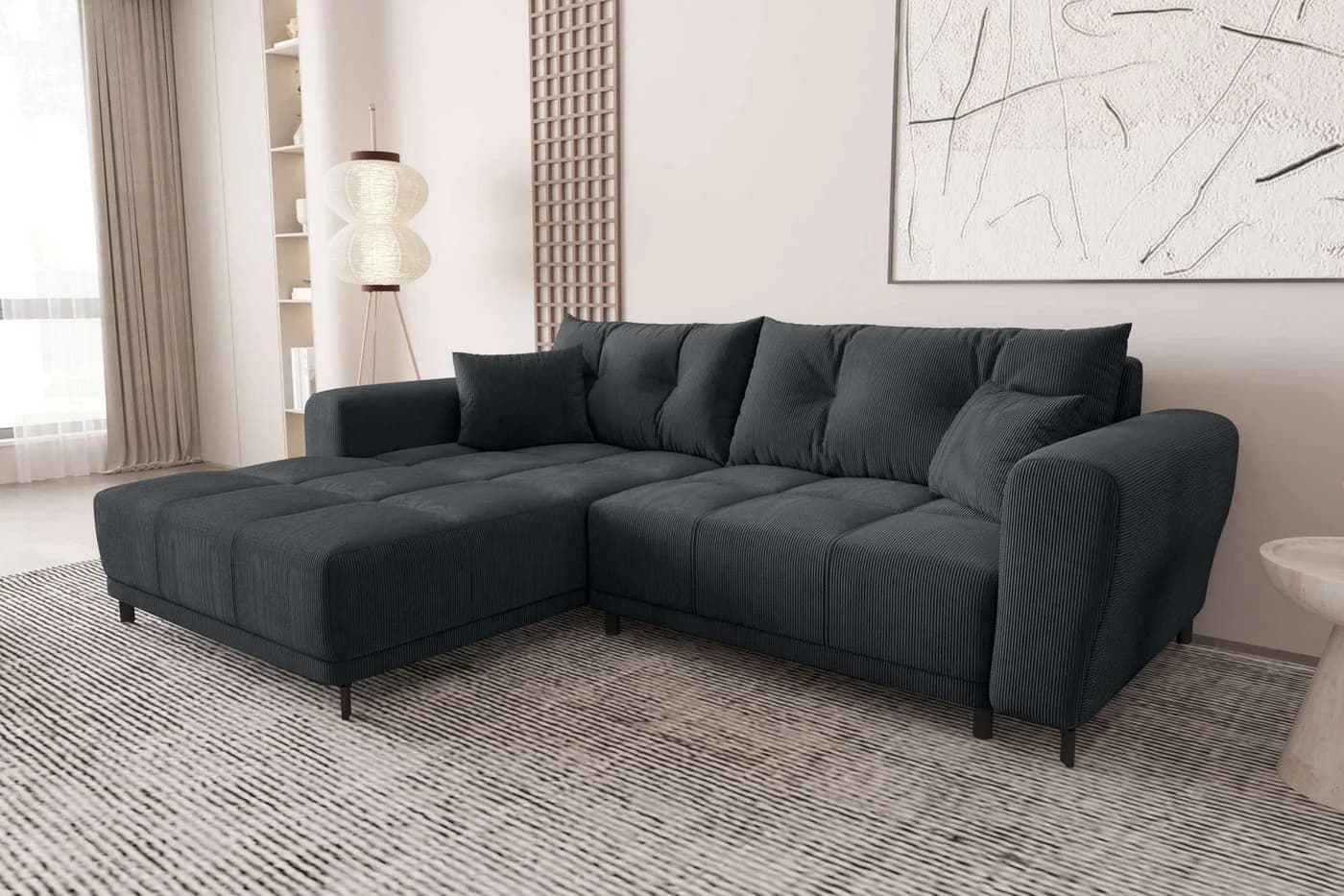 99rooms Ecksofa Massimo L-Form Eckcouch mit Schlaffunktion Cordstoff POSO