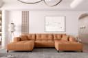99rooms Wohnlandschaft Massimo U-Form Sofa mit Schlaffunktion Rostfarben Bild 2