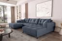 99rooms Wohnlandschaft Massimo U-Form Sofa mit Schlaffunktion Dunkelblau Bild 1