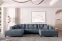 99rooms Wohnlandschaft Massimo U-Form Sofa mit Schlaffunktion Dunkelblau Bild 2