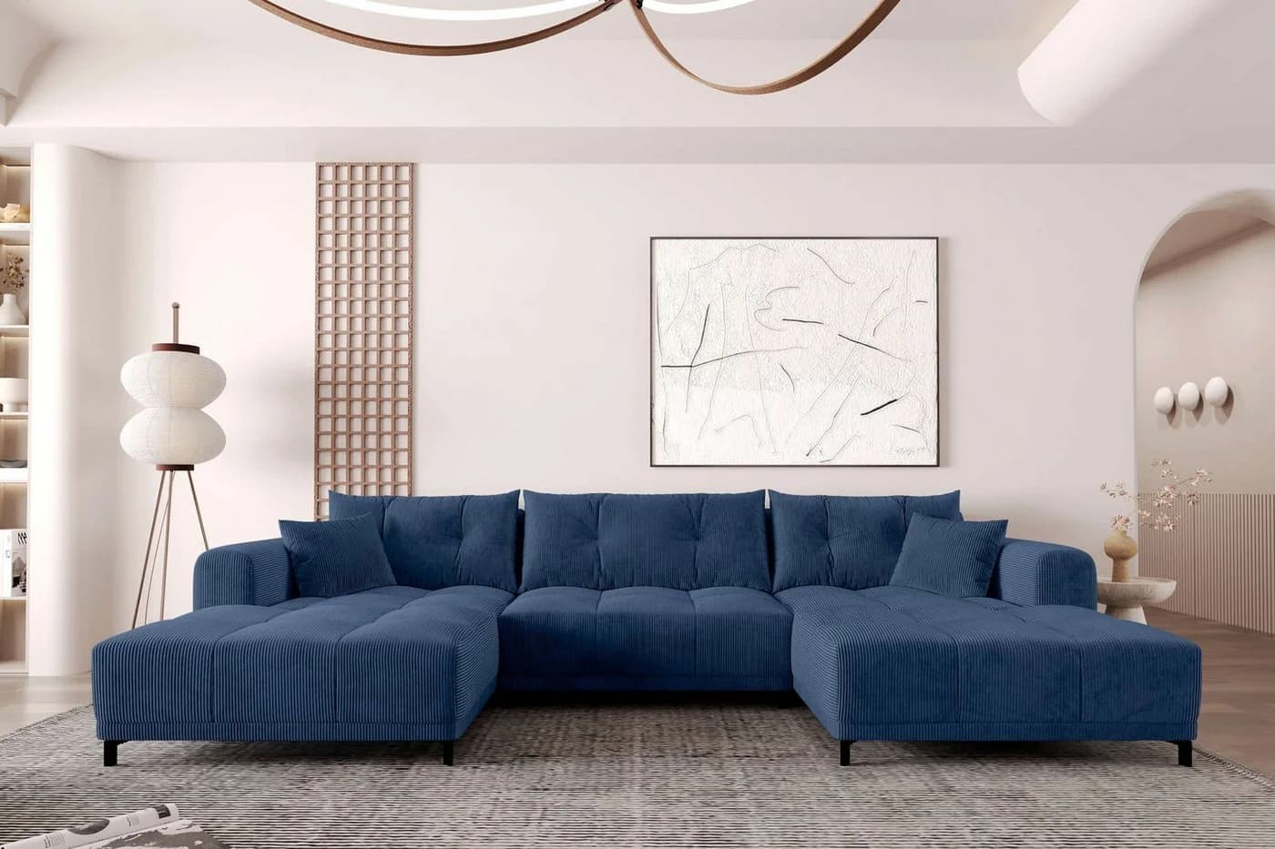 99rooms Wohnlandschaft Massimo U-Form Sofa Blau - Bild 2