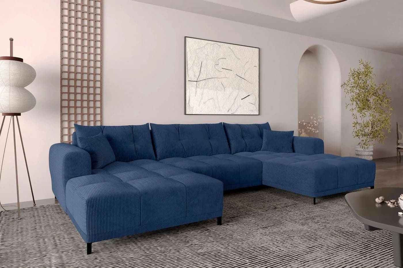 99rooms Wohnlandschaft Massimo U-Form Sofa Blau - Bild 3