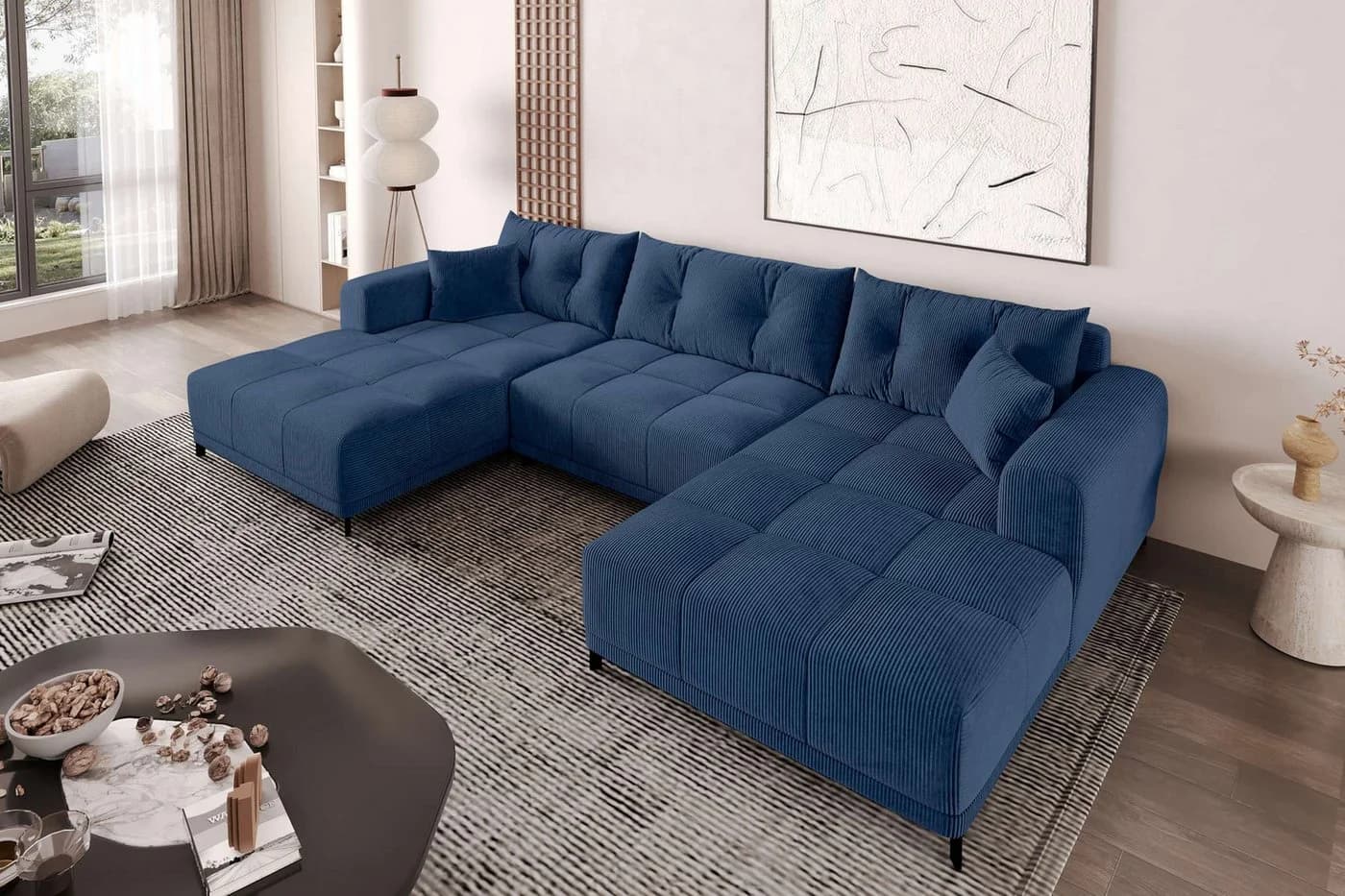 99rooms Wohnlandschaft Massimo U-Form Sofa Blau - Bild 4